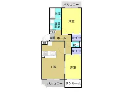 ユーミーマンション カシマ(2LDK/3階)の間取り写真