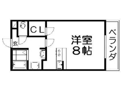 グランシャリオ長尾Ⅱ(ワンルーム/2階)の間取り写真