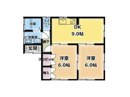 ファインスクエア D(2DK/1階)の間取り写真