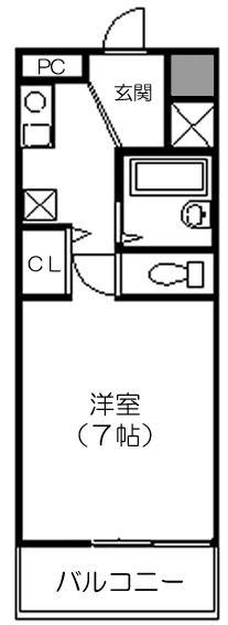 ルミエール箕面III(1K/1階)の間取り写真