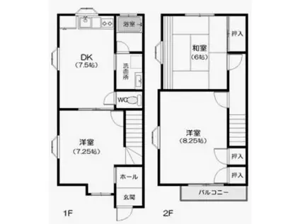 ユージン(3DK/1階)の間取り写真