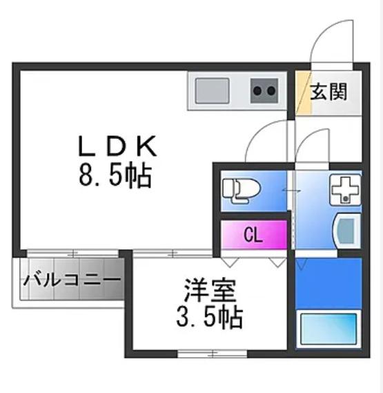 アレグリア道明寺2(1LDK/2階)の間取り写真