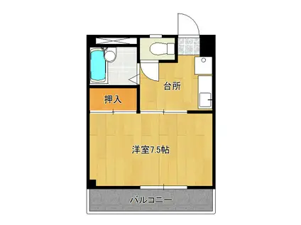 コーポクリークサイド(1K/1階)の間取り写真