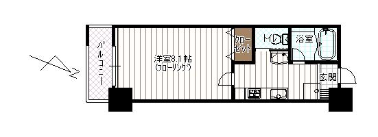 フレリア県立病院前(1K/5階)の間取り写真