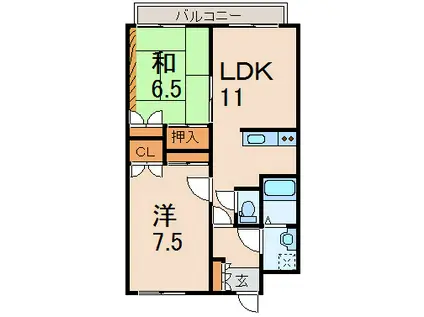 センチュリー21(2LDK/1階)の間取り写真