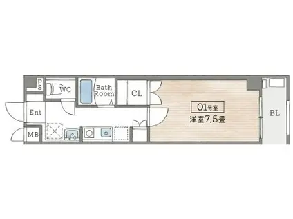 ララソル芦屋(1K/3階)の間取り写真