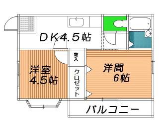ウエストレジデンス(2DK/3階)の間取り写真