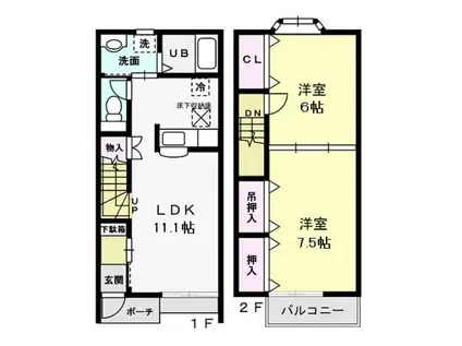 アーバンステージ II(2LDK/1階)の間取り写真