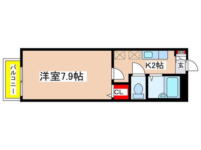 パーシモン(1K/1階)の間取り写真