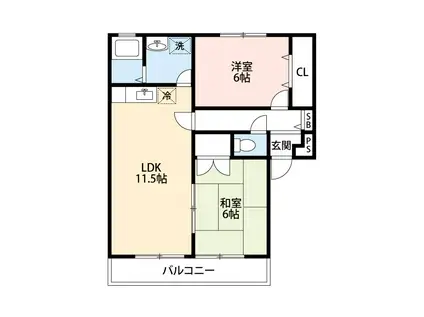 グリタハウスC(2LDK/2階)の間取り写真