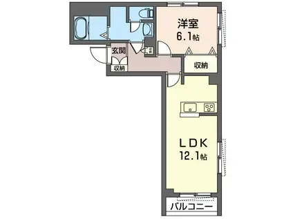 ラヴィル アール(1LDK/1階)の間取り写真