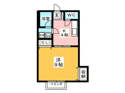 ドゥエフェリーチェ(1K/1階)の間取り写真