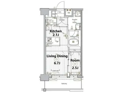 メイクスアート金山サウス(1LDK/7階)の間取り写真