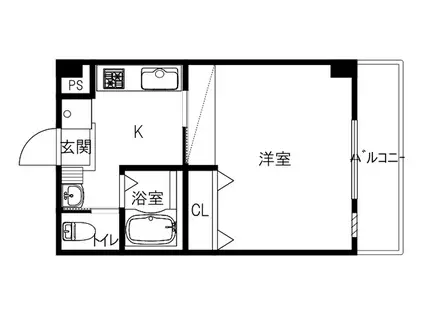 ノースヴィレッジII(1K/2階)の間取り写真