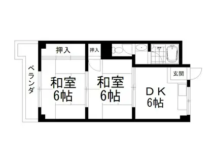 シャト葛野(1LDK/3階)の間取り写真
