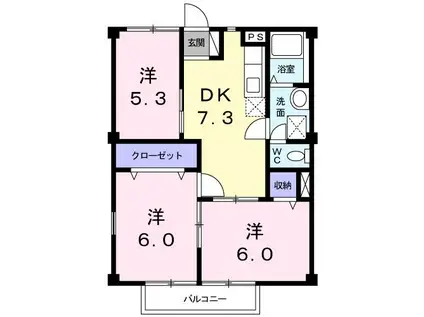 ベルデUII(3DK/1階)の間取り写真