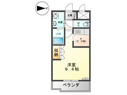 グリーングラス(1K/1階)の間取り写真