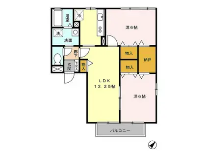 D-ROOM グランサリックス C101(2LDK/1階)の間取り写真