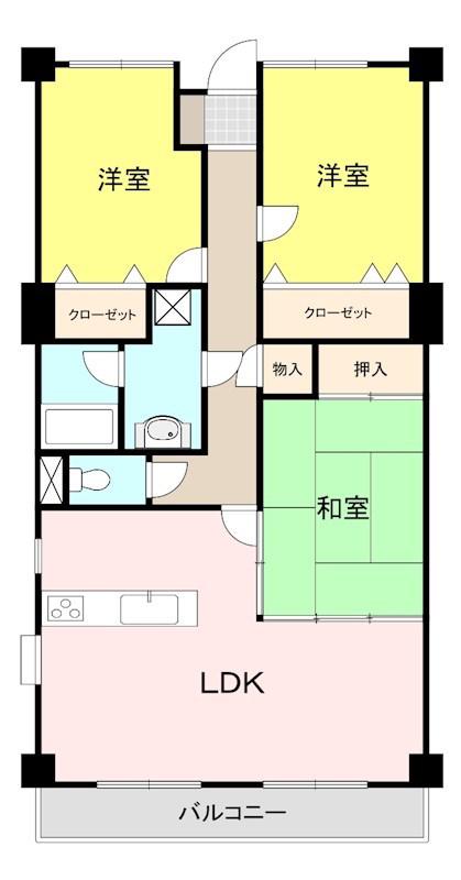 ローズガーデン前橋(3LDK/3階)の間取り写真