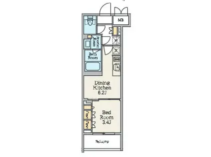 クレストコート池上六丁目(1DK/2階)の間取り写真