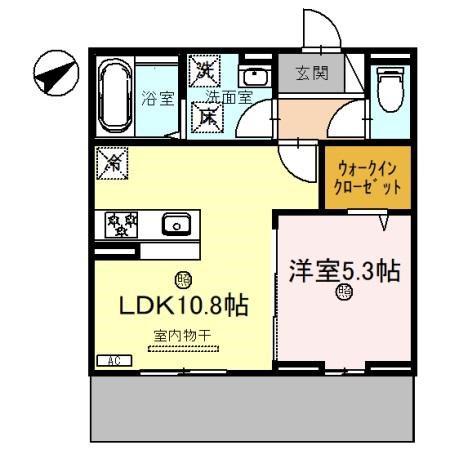 DーPLACE城西(1LDK/1階)の間取り写真