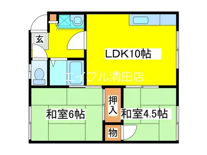 新勇ハイツ(2LDK/2階)の間取り写真