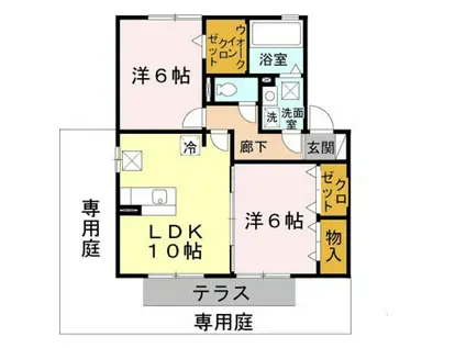 パインテイルA棟(2LDK/1階)の間取り写真