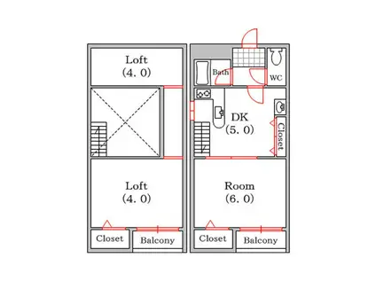 デイズハイツ夕陽丘(2DK/10階)の間取り写真