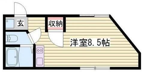 ベルフラワー岡町(ワンルーム/2階)の間取り写真