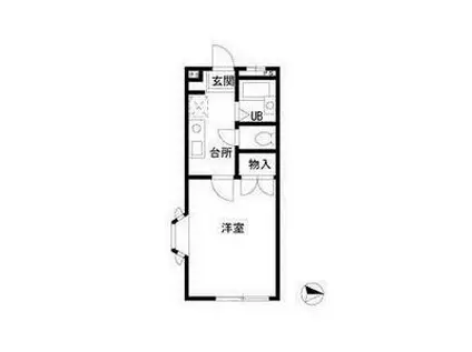 エバーグリーン白楽(1K/1階)の間取り写真