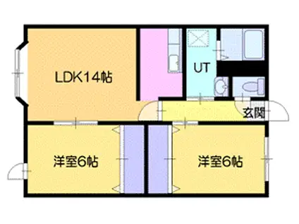 レ・プラ山の手(2LDK/2階)の間取り写真