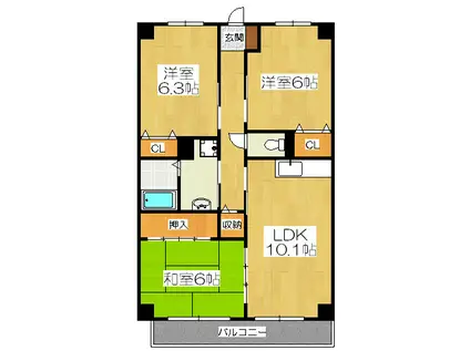ワンネス21(3LDK/3階)の間取り写真