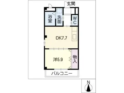 グランデージ中野(1DK/2階)の間取り写真