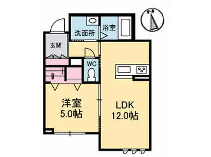 ベレオ昭和A棟(1LDK/1階)の間取り写真