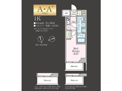 HYS TODA MAXIV(1K/4階)の間取り写真
