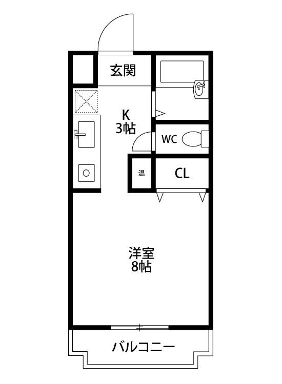 ラムール紫竹(ワンルーム/2階)の間取り写真