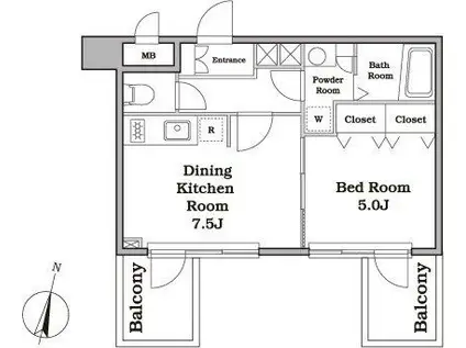 レジディア西新宿II(1DK/4階)の間取り写真