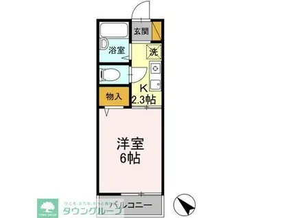 カーサ・ベルデ(1K/2階)の間取り写真