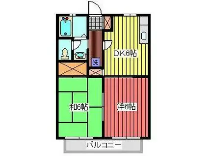 ビーライン紅山(2DK/2階)の間取り写真