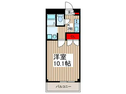 アンプルールフェールSKY(1K/2階)の間取り写真