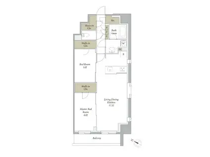 プライムメゾン用賀砧公園(2LDK/4階)の間取り写真
