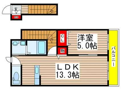 プライマルヴィエナ(1LDK/2階)の間取り写真