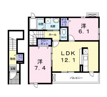 メゾンラダー(2LDK/2階)の間取り写真