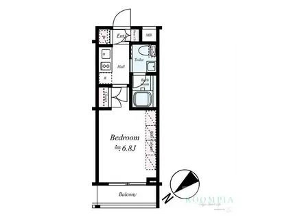 ブライズ上池台(1K/4階)の間取り写真