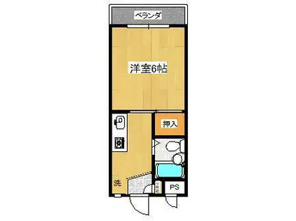 ドミールSS(1K/3階)の間取り写真