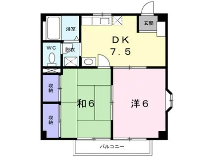 木ノ芽館II(2DK/1階)の間取り写真
