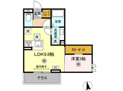 トリシア横町ノース(1LDK/1階)の間取り写真