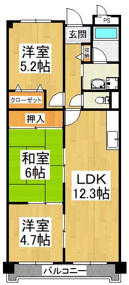 アーク・コート(3LDK/3階)の間取り写真