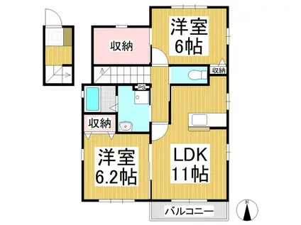 パナハイツクラウン(2LDK/2階)の間取り写真