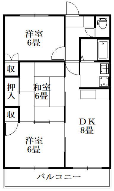 ガーデンヒルズ藍住II(3DK/3階)の間取り写真